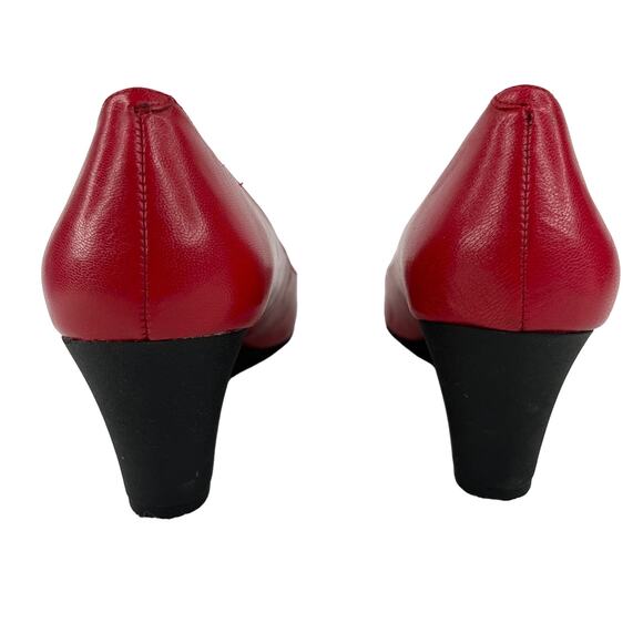 Ralph Lauren Wedges Paula Cherry Red 7.5B Leather Open Toe - Picture 5 of 11